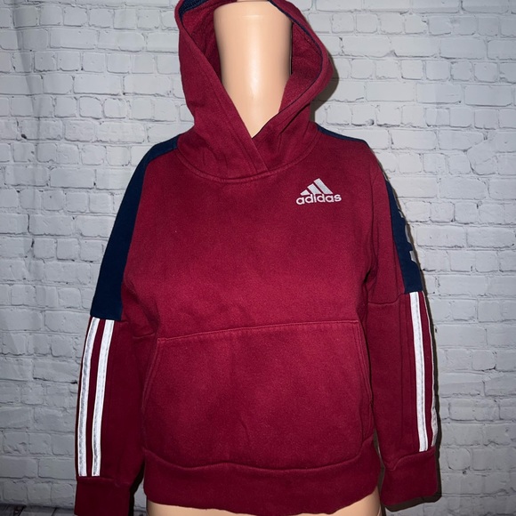 adidas Tops - Adidas Dark Red, White & Blue Hoodie size S